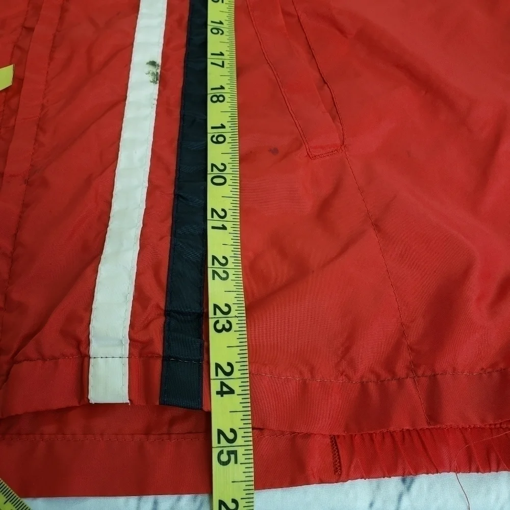 VINTAGE IH International Harvester Unlined Windbreaker Red White Black Stains L